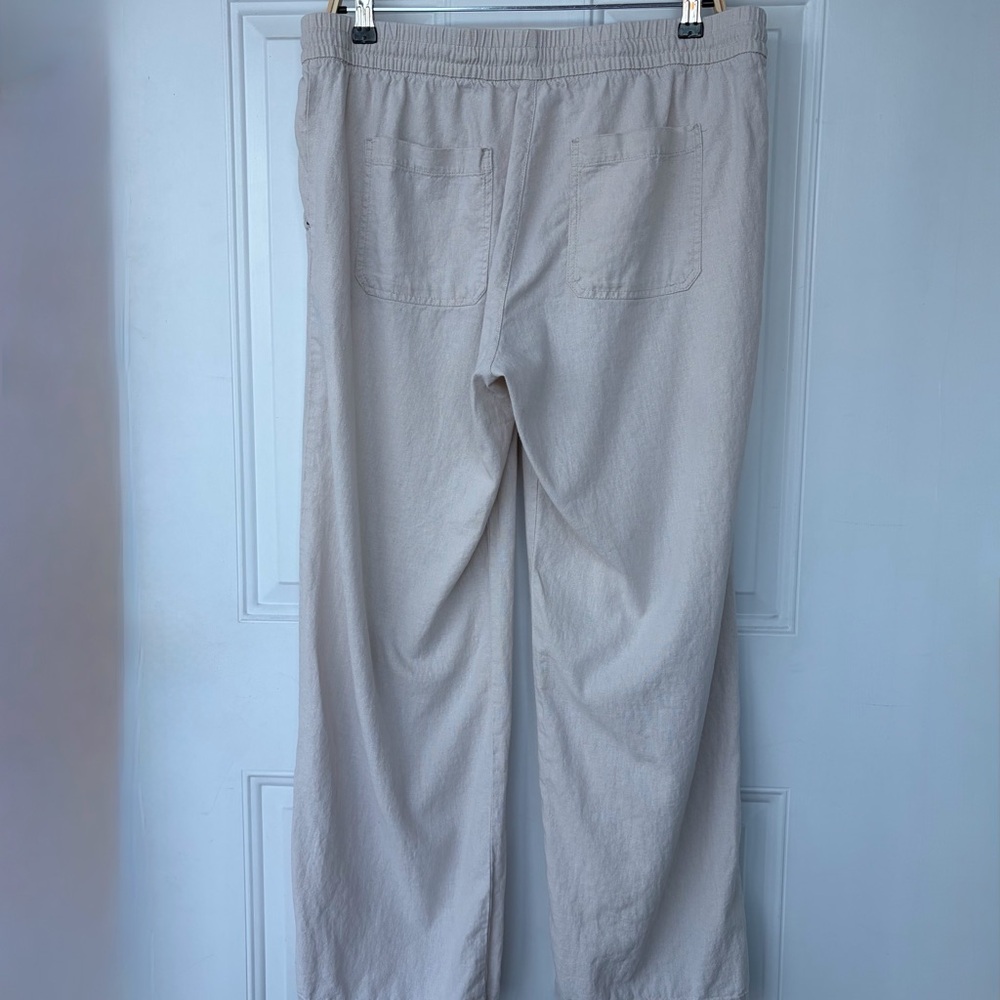 Old Navy• Linen Blend Cream Colored Pull-On Pants - Size Large - Picture 5 of 7